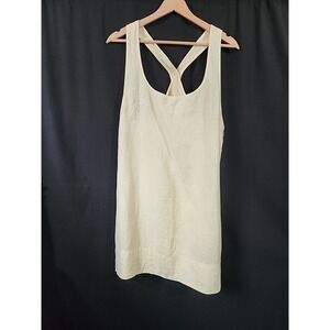 Madewell Cross-Back A-Line Mini Shift Dress Linen Pale Pineapple NR350 Womens 14